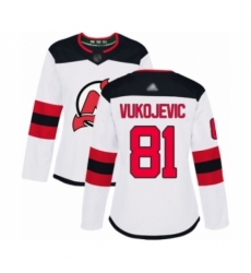 Women's New Jersey Devils #81 Michael Vukojevic Authentic White Away Hockey Jersey Women's New Jersey Devils #81 Michael Vukojevic Authentic White Away Hockey Jersey