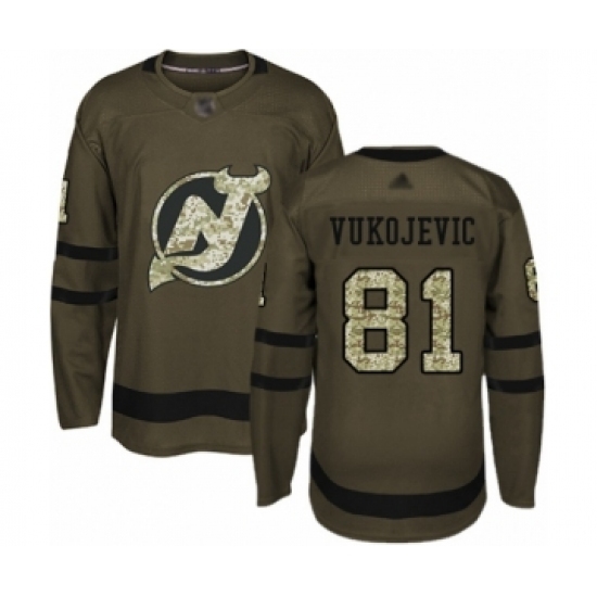 Youth New Jersey Devils #81 Michael Vukojevic Authentic Green Salute to Service Hockey Jersey Youth New Jersey Devils #81 Michael Vukojevic Authentic Green Salute to Service Hockey Jersey