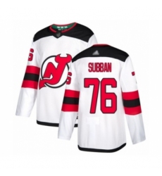 Men's New Jersey Devils #76 P. K. Subban Authentic White Away Hockey Jersey