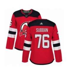 Women's New Jersey Devils #76 P. K. Subban Authentic Red Home Hockey Jersey