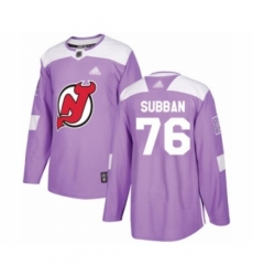 Youth New Jersey Devils #76 P. K. Subban Authentic Purple Fights Cancer Practice Hockey Jersey