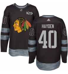 Men's Adidas Chicago Blackhawks #40 John Hayden Authentic Black 1917-2017 100th Anniversary NHL Jersey