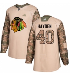 Men's Adidas Chicago Blackhawks #40 John Hayden Authentic Camo Veterans Day Practice NHL Jersey