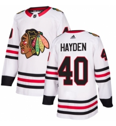 Men's Adidas Chicago Blackhawks #40 John Hayden Authentic White Away NHL Jersey