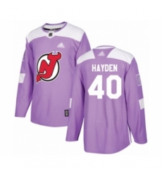 Men's New Jersey Devils #40 John Hayden Authentic Purple Fights Cancer Practice Hockey Jersey