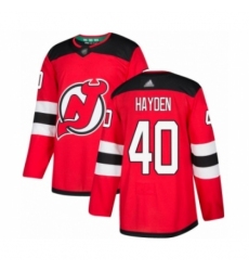 Men's New Jersey Devils #40 John Hayden Authentic Red Home Hockey Jersey
