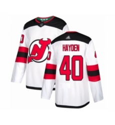 Men's New Jersey Devils #40 John Hayden Authentic White Away Hockey Jersey