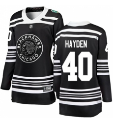 Women's Chicago Blackhawks #40 John Hayden Black 2019 Winter Classic Fanatics Branded Breakaway NHL Jersey