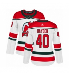 Women's New Jersey Devils #40 John Hayden Authentic White Alternate Hockey Jersey