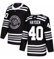 Youth Adidas Chicago Blackhawks #40 John Hayden Authentic Black 2019 Winter Classic NHL Jersey