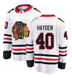 Youth Chicago Blackhawks #40 John Hayden Fanatics Branded White Away Breakaway NHL Jersey