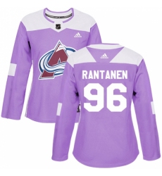Women's Adidas Colorado Avalanche #96 Mikko Rantanen Authentic Purple Fights Cancer Practice NHL Jersey