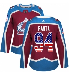 Women's Adidas Colorado Avalanche #94 Sampo Ranta Authentic Burgundy Red USA Flag Fashion NHL Jersey Women's Adidas Colorado Avalanche #94 Sampo Ranta Authentic Burgundy Red USA Flag Fashion NHL Jersey