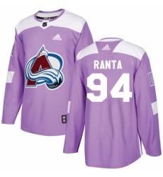 Youth Adidas Colorado Avalanche #94 Sampo Ranta Authentic Purple Fights Cancer Practice NHL Jersey