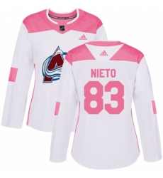 Women's Adidas Colorado Avalanche #83 Matt Nieto Authentic White/Pink Fashion NHL Jersey