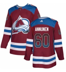 Men's Adidas Colorado Avalanche #60 Justus Annunen Authentic Burgundy Drift Fashion NHL Jersey