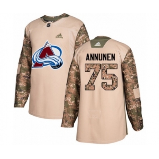 Men's Adidas Colorado Avalanche #75 Justus Annunen Authentic Camo Veterans Day Practice NHL Jersey Men's Adidas Colorado Avalanche #75 Justus Annunen Authentic Camo Veterans Day Practice NHL Jersey
