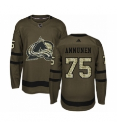 Men's Adidas Colorado Avalanche #75 Justus Annunen Authentic Green Salute to Service NHL Jersey