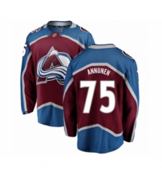 Men's Colorado Avalanche #75 Justus Annunen Authentic Maroon Home Fanatics Branded Breakaway NHL Jersey