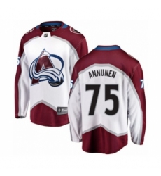 Men's Colorado Avalanche #75 Justus Annunen Authentic White Away Fanatics Branded Breakaway NHL Jersey