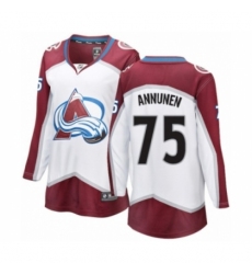 Women's Colorado Avalanche #75 Justus Annunen Authentic White Away Fanatics Branded Breakaway NHL Jersey