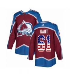 Men's Adidas Colorado Avalanche #61 Martin Kaut Authentic Burgundy Red USA Flag Fashion NHL Jersey