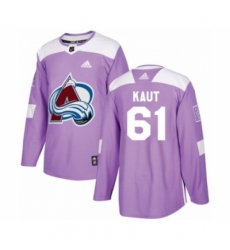 Men's Adidas Colorado Avalanche #61 Martin Kaut Authentic Purple Fights Cancer Practice NHL Jersey