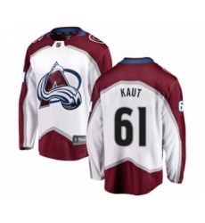 Men's Colorado Avalanche #61 Martin Kaut Authentic White Away Fanatics Branded Breakaway NHL Jersey