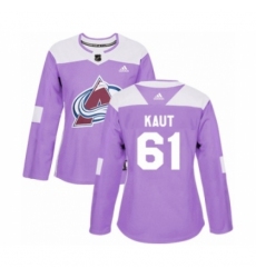 Women's Adidas Colorado Avalanche #61 Martin Kaut Authentic Purple Fights Cancer Practice NHL Jersey