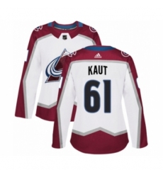 Women's Adidas Colorado Avalanche #61 Martin Kaut Authentic White Away NHL Jersey