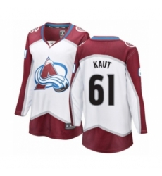 Women's Colorado Avalanche #61 Martin Kaut Authentic White Away Fanatics Branded Breakaway NHL Jersey