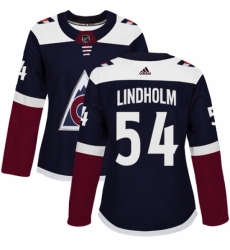 Women's Adidas Colorado Avalanche #54 Anton Lindholm Authentic Navy Blue Alternate NHL Jersey