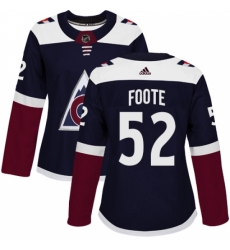 Women's Adidas Colorado Avalanche #52 Adam Foote Authentic Navy Blue Alternate NHL Jersey