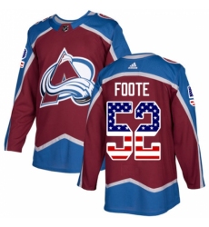 Youth Adidas Colorado Avalanche #52 Adam Foote Authentic Burgundy Red USA Flag Fashion NHL Jersey