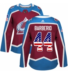 Women's Adidas Colorado Avalanche #44 Mark Barberio Authentic Burgundy Red USA Flag Fashion NHL Jersey