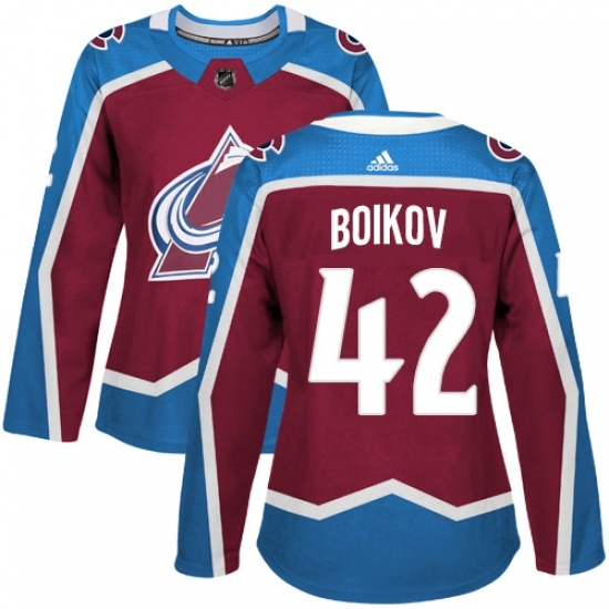 Women's Adidas Colorado Avalanche #42 Sergei Boikov Authentic Burgundy Red Home NHL Jersey Women's Adidas Colorado Avalanche #42 Sergei Boikov Authentic Burgundy Red Home NHL Jersey