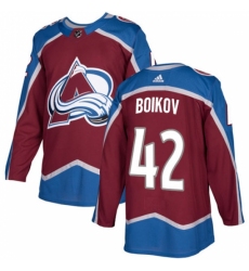 Youth Adidas Colorado Avalanche #42 Sergei Boikov Authentic Burgundy Red Home NHL Jersey