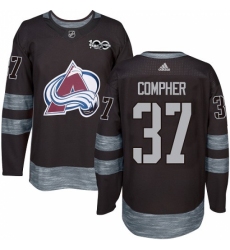 Men's Adidas Colorado Avalanche #37 J.T. Compher Authentic Black 1917-2017 100th Anniversary NHL Jersey