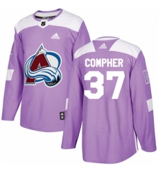 Men's Adidas Colorado Avalanche #37 J.T. Compher Authentic Purple Fights Cancer Practice NHL Jersey
