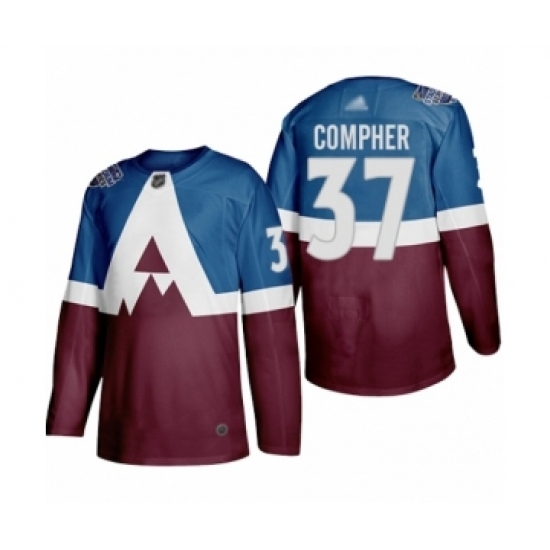 Men's Colorado Avalanche #37 J.T. Compher Authentic Burgundy Blue 2020 Stadium Series Hockey Jersey Men's Colorado Avalanche #37 J.T. Compher Authentic Burgundy Blue 2020 Stadium Series Hockey Jersey