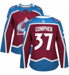Women's Adidas Colorado Avalanche #37 J.T. Compher Authentic Burgundy Red Home NHL Jersey Women's Adidas Colorado Avalanche #37 J.T. Compher Authentic Burgundy Red Home NHL Jersey