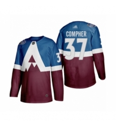 Women's Colorado Avalanche #37 J.T. Compher Authentic Burgundy Blue 2020 Stadium Series Hockey Jersey
