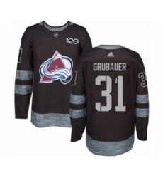 Men's Adidas Colorado Avalanche #31 Philipp Grubauer Authentic Black 1917-2017 100th Anniversary NHL Jersey