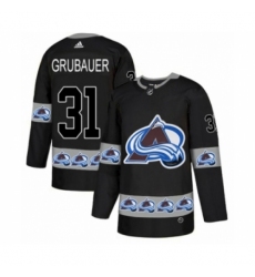 Men's Adidas Colorado Avalanche #31 Philipp Grubauer Authentic Black Team Logo Fashion NHL Jersey