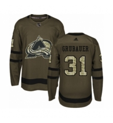 Men's Adidas Colorado Avalanche #31 Philipp Grubauer Authentic Green Salute to Service NHL Jersey