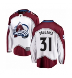 Men's Colorado Avalanche #31 Philipp Grubauer Authentic White Away Fanatics Branded Breakaway NHL Jersey