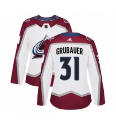 Women's Adidas Colorado Avalanche #31 Philipp Grubauer Authentic White Away NHL Jersey