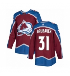 Youth Adidas Colorado Avalanche #31 Philipp Grubauer Premier Burgundy Red Home NHL Jersey