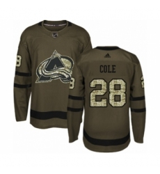 Men's Adidas Colorado Avalanche #28 Ian Cole Authentic Green Salute to Service NHL Jersey