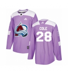 Men's Adidas Colorado Avalanche #28 Ian Cole Authentic Purple Fights Cancer Practice NHL Jersey